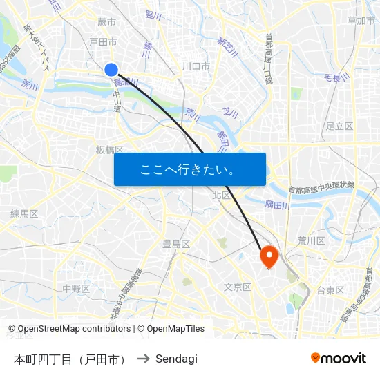 本町四丁目（戸田市） to Sendagi map