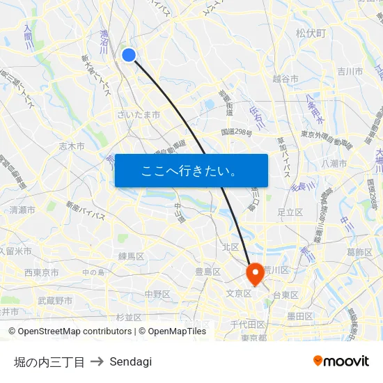 堀の内三丁目 to Sendagi map