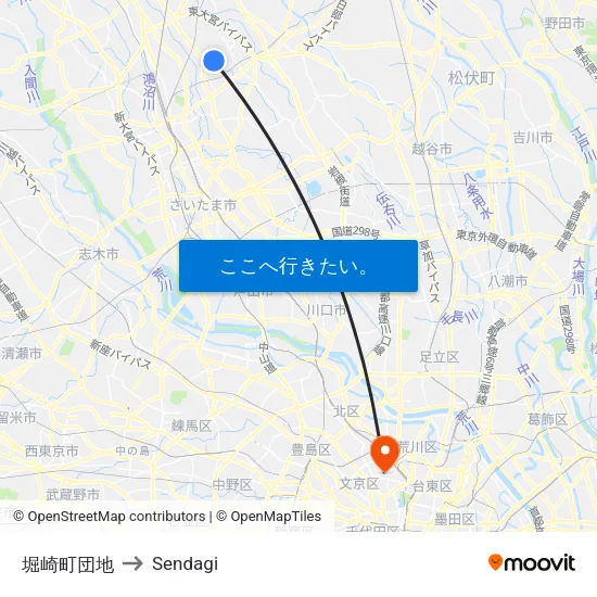 堀崎町団地 to Sendagi map