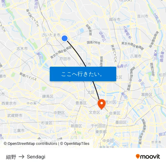 細野 to Sendagi map