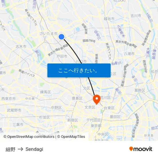 細野 to Sendagi map