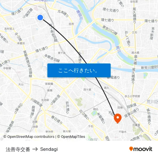 法善寺交番 to Sendagi map