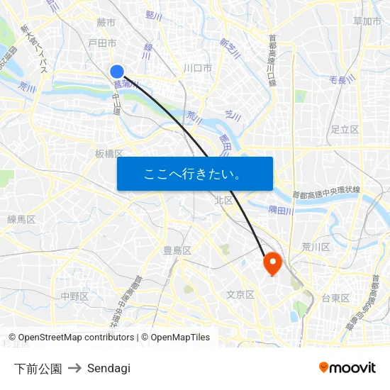 下前公園 to Sendagi map
