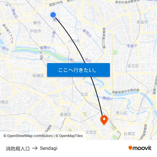 消防局入口 to Sendagi map