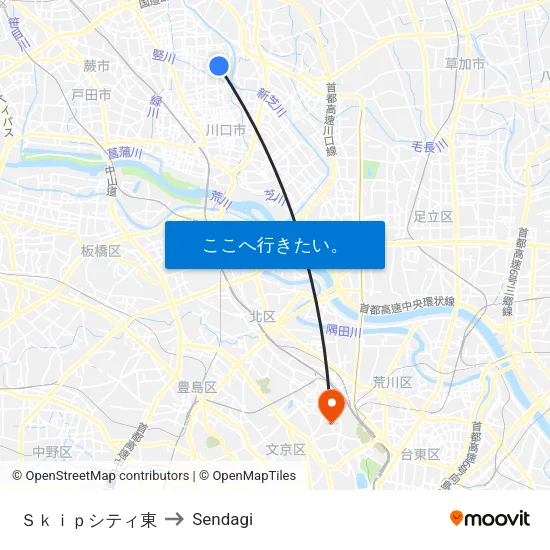 Ｓｋｉｐシティ東 to Sendagi map