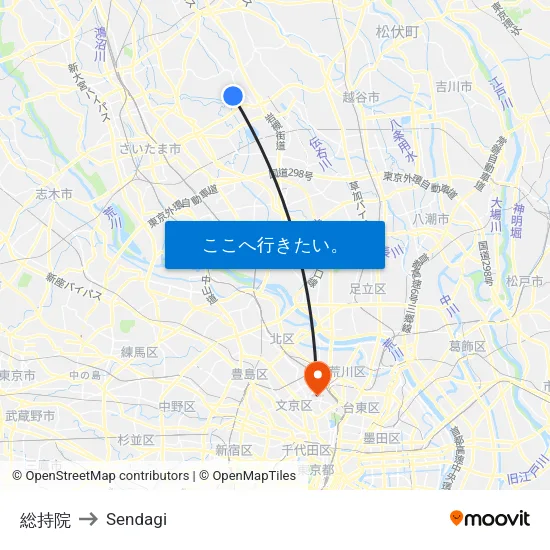 総持院 to Sendagi map