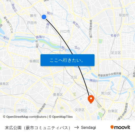 末広公園（蕨市コミュニティバス） to Sendagi map
