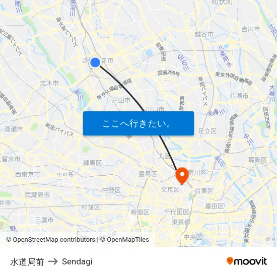 水道局前 to Sendagi map