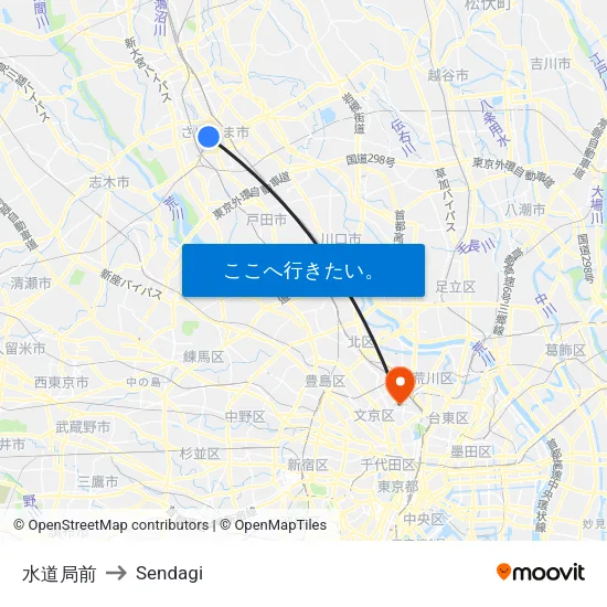 水道局前 to Sendagi map