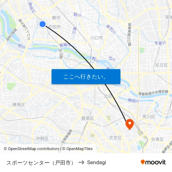 スポーツセンター（戸田市） to Sendagi map