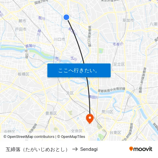 互締落（たがいじめおとし） to Sendagi map
