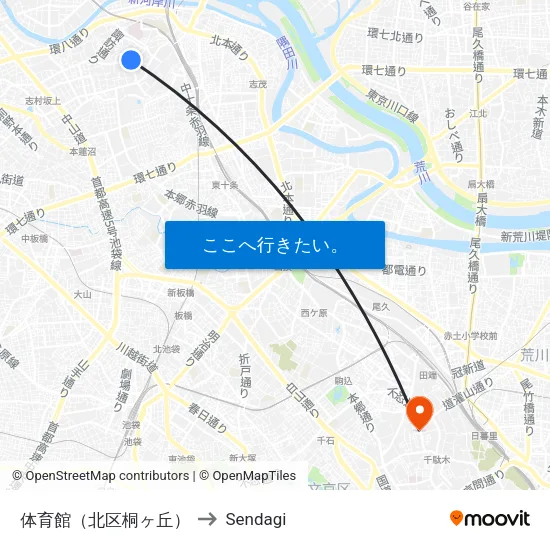 体育館（北区桐ヶ丘） to Sendagi map