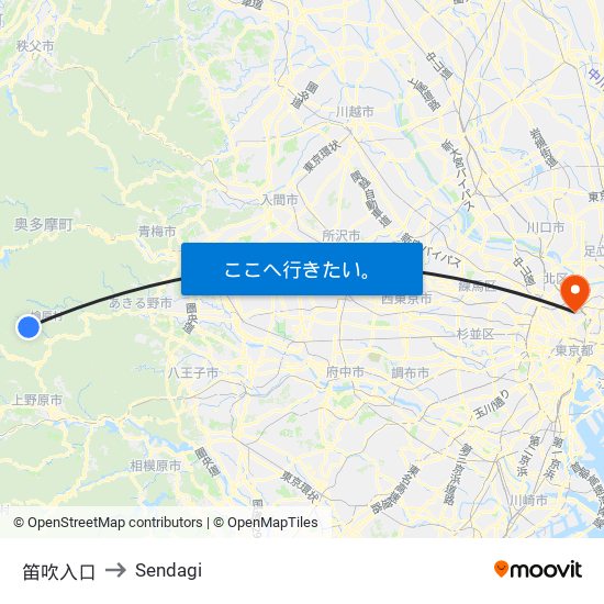 笛吹入口 to Sendagi map