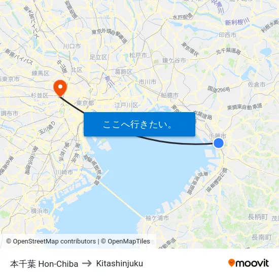 本千葉 Hon-Chiba to Kitashinjuku map