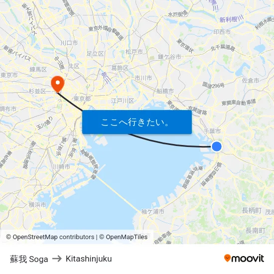蘇我 Soga to Kitashinjuku map