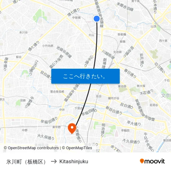氷川町（板橋区） to Kitashinjuku map