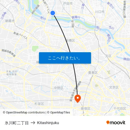 氷川町二丁目 to Kitashinjuku map
