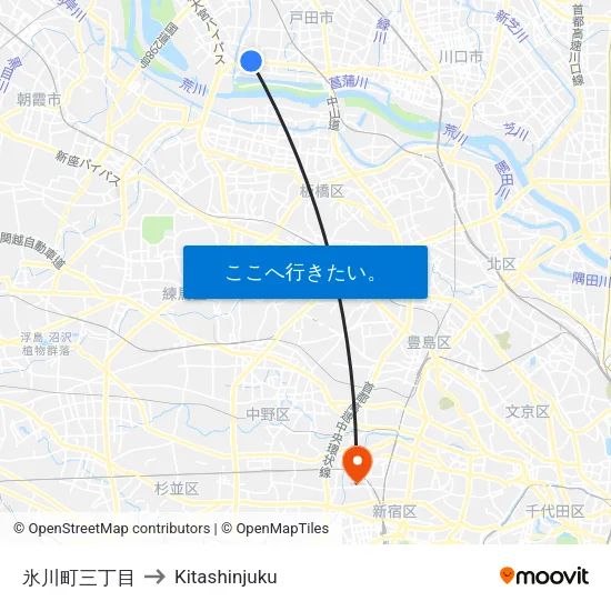 氷川町三丁目 to Kitashinjuku map