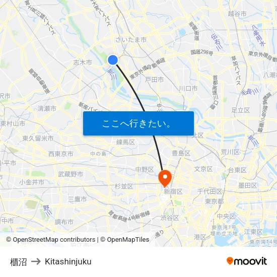 櫃沼 to Kitashinjuku map
