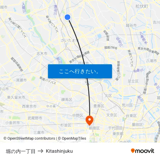 堀の内一丁目 to Kitashinjuku map