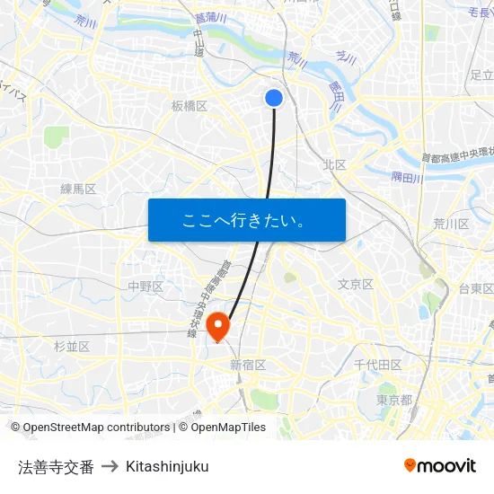 法善寺交番 to Kitashinjuku map