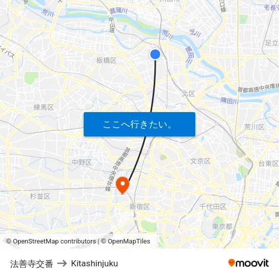 法善寺交番 to Kitashinjuku map