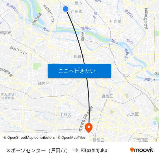スポーツセンター（戸田市） to Kitashinjuku map