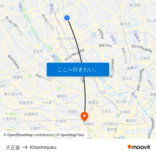大正坂 to Kitashinjuku map