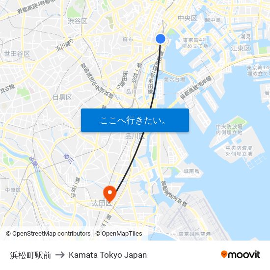 浜松町駅前 to Kamata Tokyo Japan map