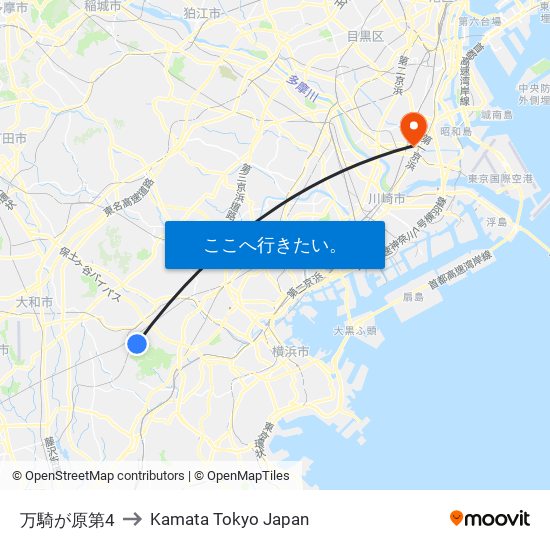 万騎が原第4 to Kamata Tokyo Japan map