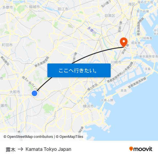 露木 to Kamata Tokyo Japan map