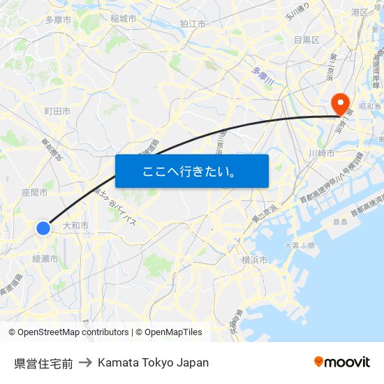県営住宅前 to Kamata Tokyo Japan map