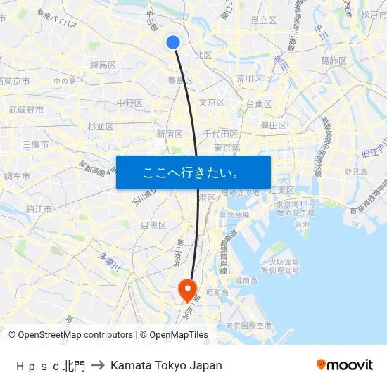 Ｈｐｓｃ北門 to Kamata Tokyo Japan map