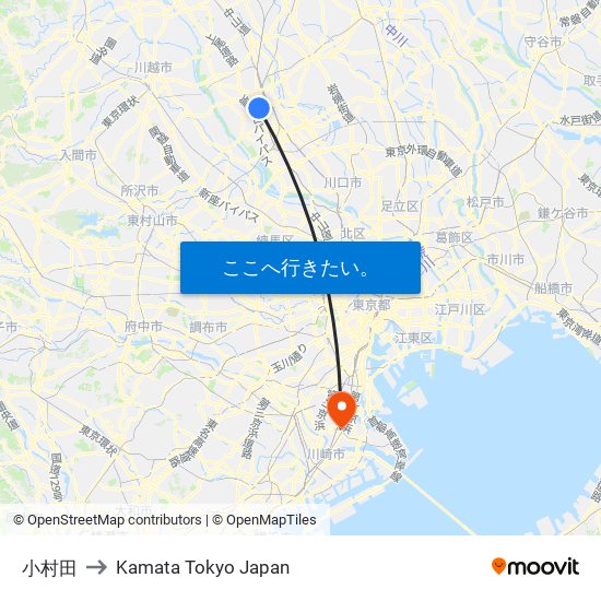 小村田 to Kamata Tokyo Japan map