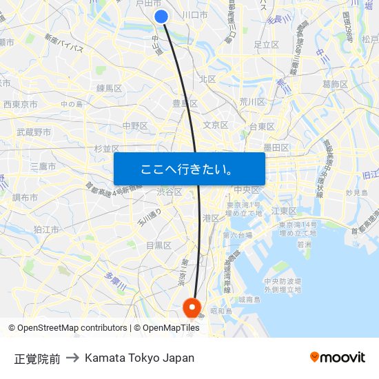 正覚院前 to Kamata Tokyo Japan map