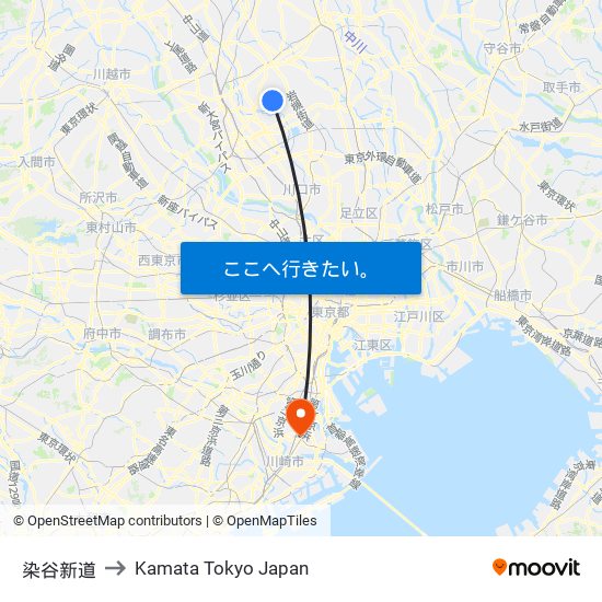 染谷新道 to Kamata Tokyo Japan map