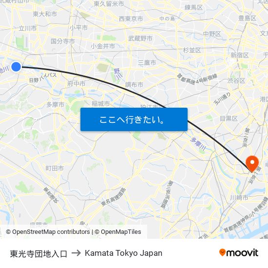 東光寺団地入口 to Kamata Tokyo Japan map