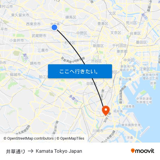 井草通り to Kamata Tokyo Japan map