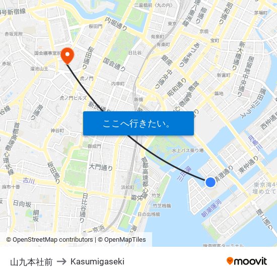 山九本社前 to Kasumigaseki map