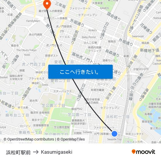 浜松町駅前 to Kasumigaseki map