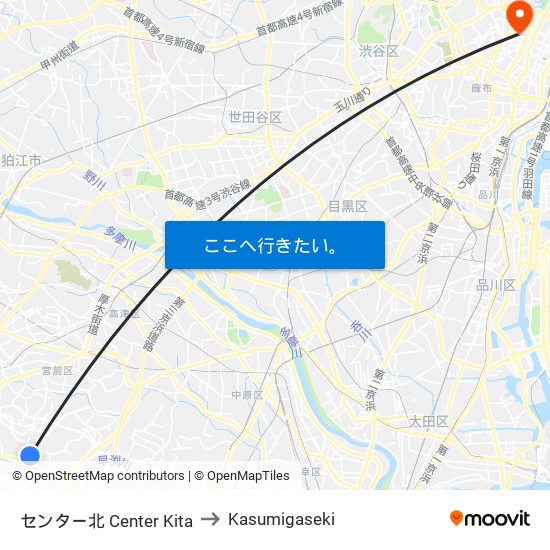 センター北 Center Kita to Kasumigaseki map