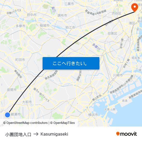 小園団地入口 to Kasumigaseki map