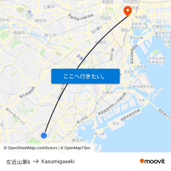 左近山第6 to Kasumigaseki map
