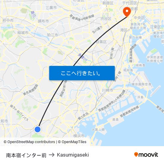 南本宿インター前 to Kasumigaseki map