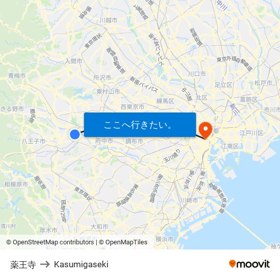 薬王寺 to Kasumigaseki map