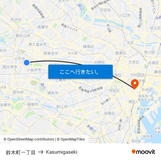 鈴木町一丁目 to Kasumigaseki map