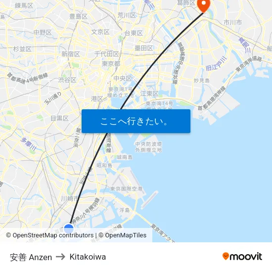 安善 Anzen to Kitakoiwa map