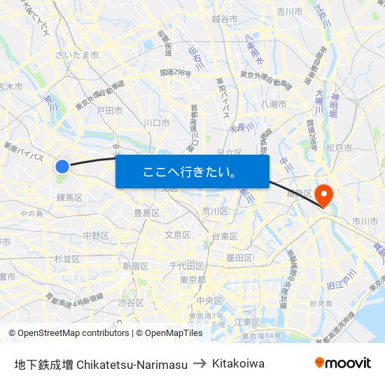 地下鉄成増 Chikatetsu-Narimasu to Kitakoiwa map