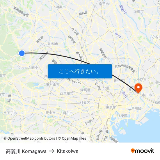 高麗川 Komagawa to Kitakoiwa map