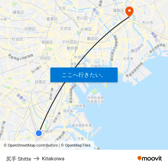 尻手 Shitte to Kitakoiwa map